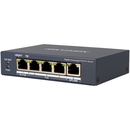 Switch HIKVISION PRO 5 portas com 4 portas PoE